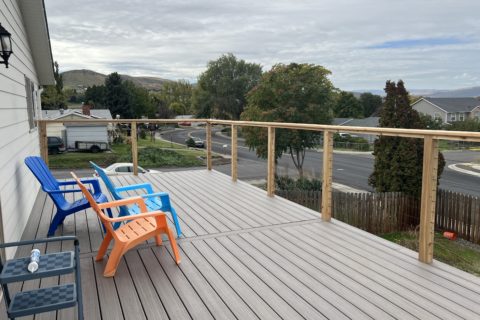 Rocky Harbor Trex and custom height handrail.