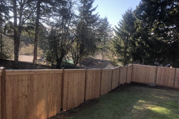 Cedar cap and bevel fence built in Lane county.